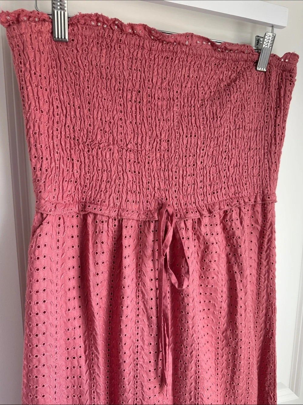 JESSICA SIMPSON Strapless Smocked Maxi Dress in Dusty Rose